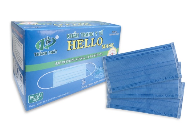 Khẩu Trang Y Tế Hello Mask 2 Lớp Đi Mưa - Đóng Gói Từng Cái (2 Lớp xanh SMS)