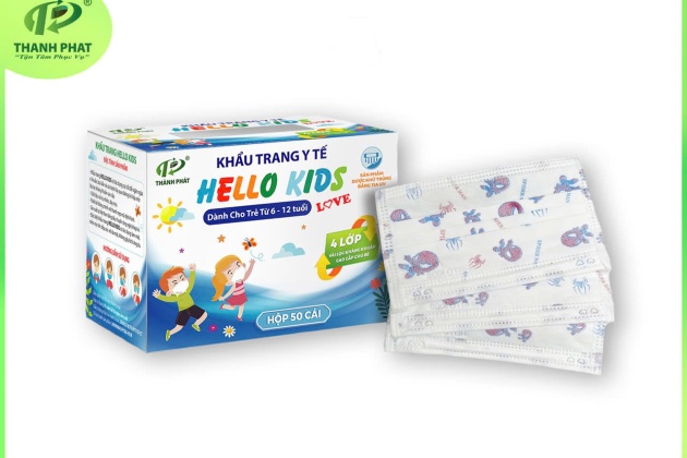 Khẩu Trang Y Tế Hello Kids ( Họa Tiết Người Nhện - 50 Cái /Hộp )