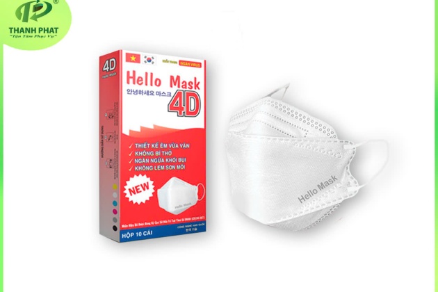 Khẩu Trang Cao Cấp 4D Hello Mask ( Màu trắng - 10 Cái/Hộp )