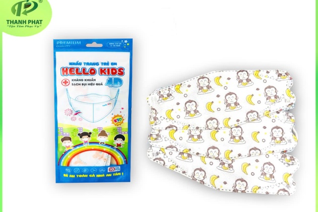 KHẨU TRANG HELLO KIDS KF94 - DẠNG TÚI ( Khỉ Ăn Chuối - 10 Cái/Túi )