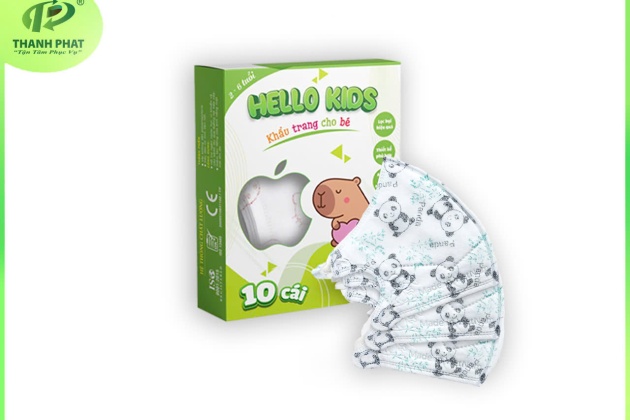 Khẩu Trang Em Bé Hello KIDS - 3D ( Họa Tiết Gấu Trúc - 10 Cái/Hộp )