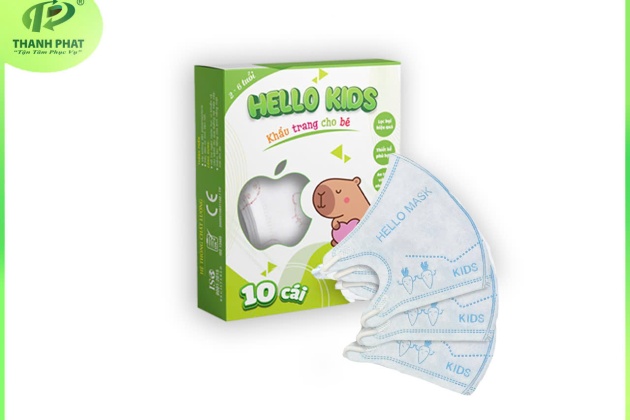 Khẩu Trang Em Bé Hello KIDS - 3D ( Màu Xanh - 10 Cái/Hộp )