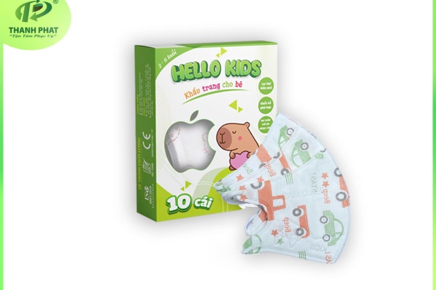 Khẩu Trang Em Bé Hello KIDS - 3D ( Ô Tô - 10 Cái/Hộp )