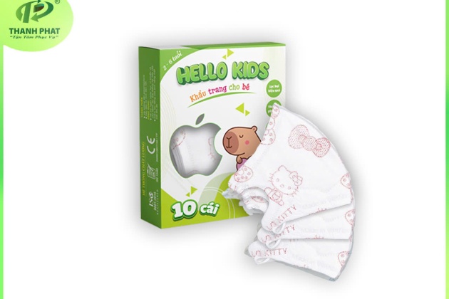 Khẩu Trang Em Bé Hello Kids 3D ( Hoạ Tiết Hello Kitty - 10 Cái/Hộp)