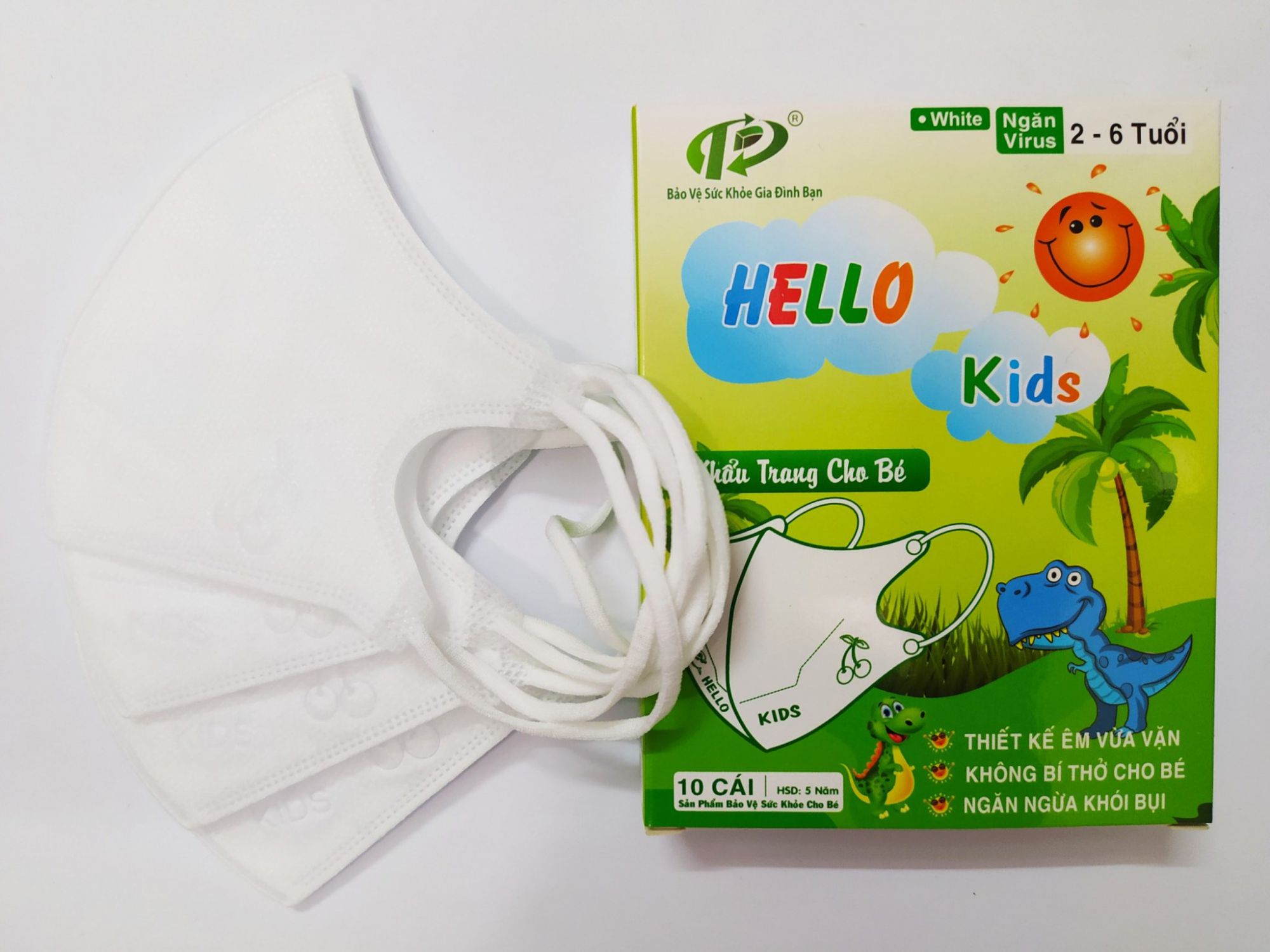 Khẩu Trang Em Bé Hello KIDS - 3D (Màu trắng)