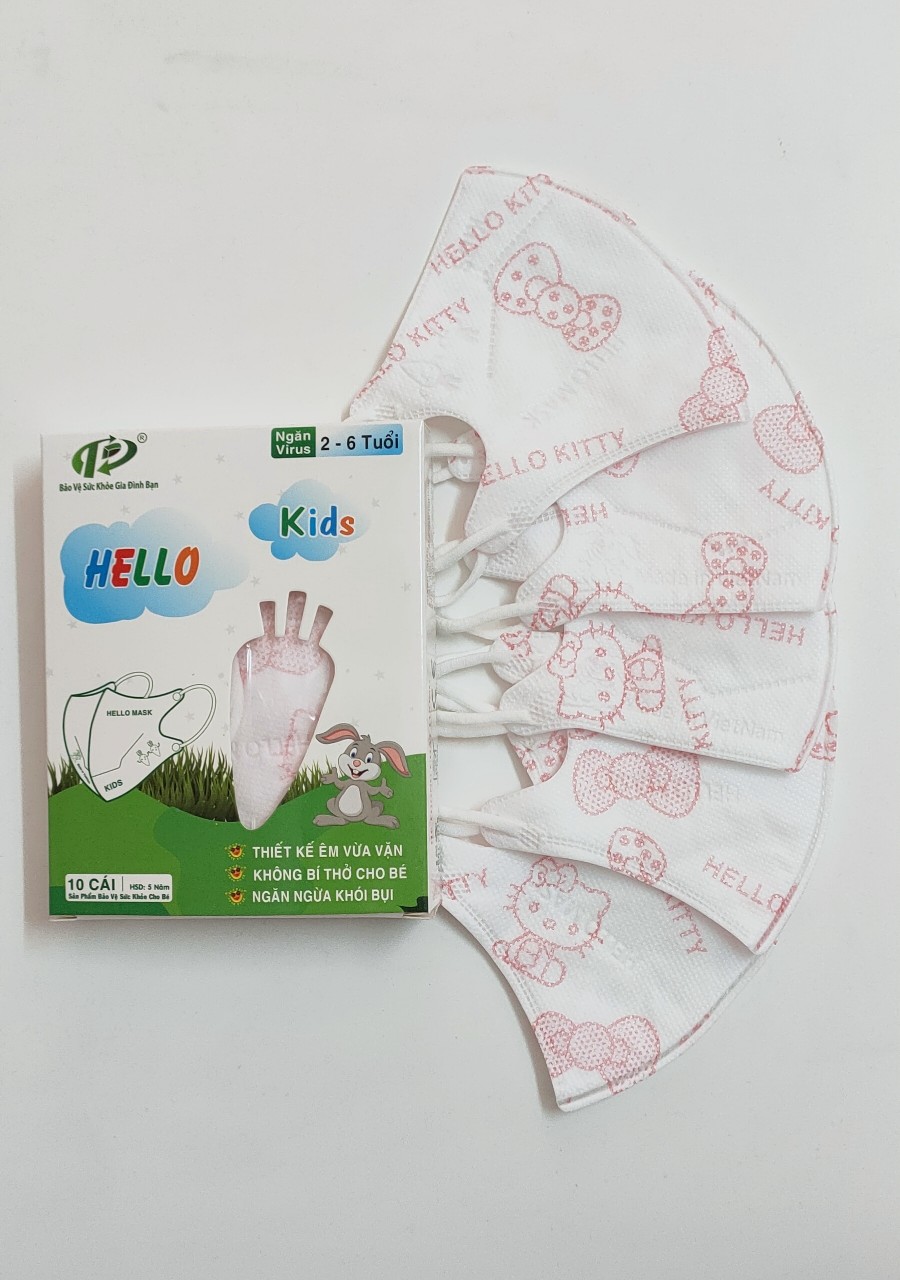 Khẩu Trang Em Bé Hello Kids 3D ( Hoạ Tiết Hello Kitty)