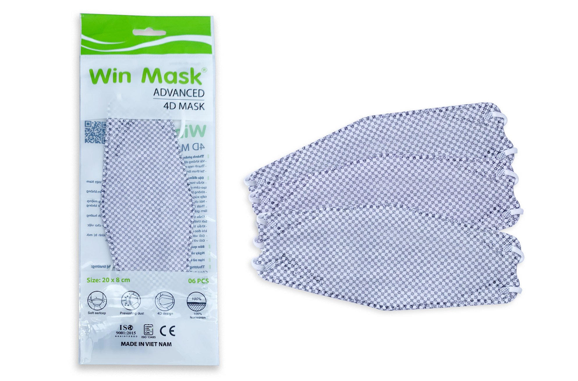 Khẩu Trang Hàn Quốc Win Mask ( Màu Caro Tím  - Dạng Túi 6 Cái )