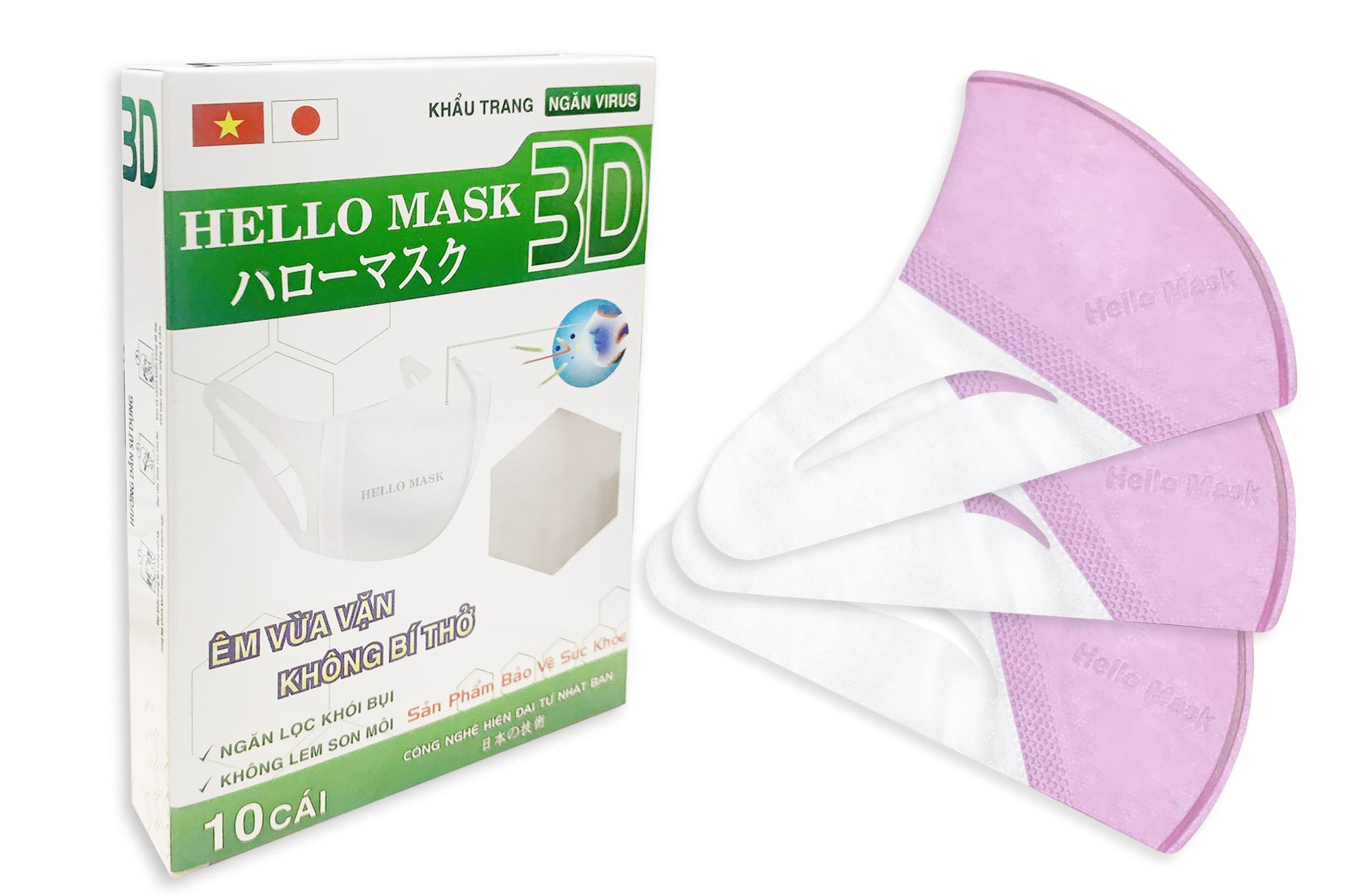 Khẩu Trang 3D Hello Mask - Japan ( 10 Cái / Hộp )