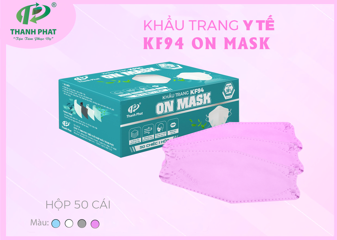 Khẩu Trang KF94 On Mask - ( 50 Cái/ Hộp - Màu Hồng )