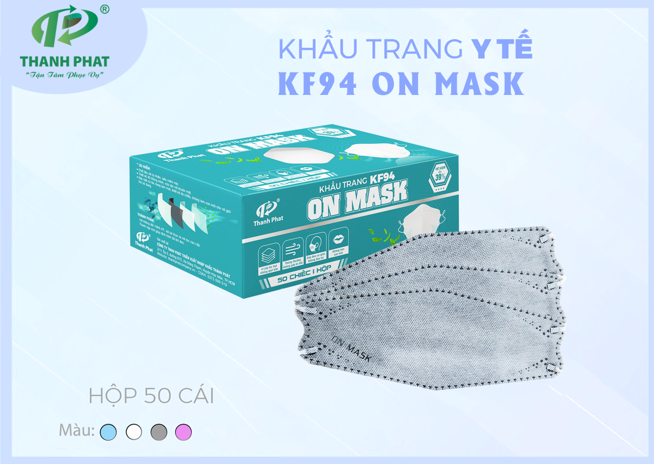 Khẩu Trang KF94 On Mask - ( 50 Cái/ Hộp - Màu Xám )