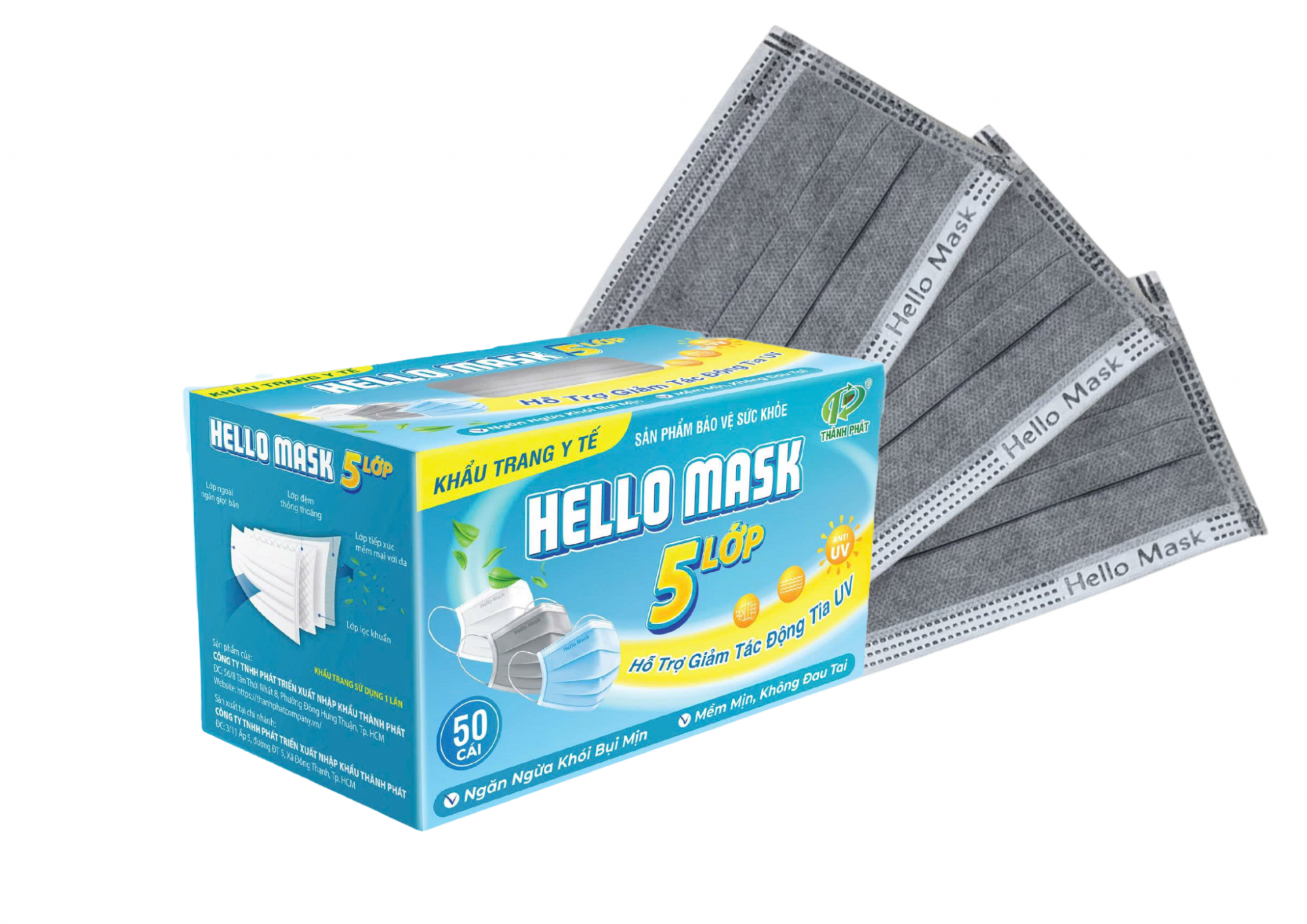 KHẨU TRANG Y TẾ HELLO MASK ( 5 LỚP - 50 Cái / Hộp  )